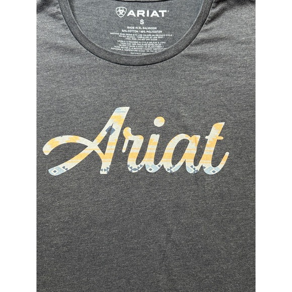 Ariat Shirt Womens Small Gray Heather Graphic Logo Crewneck Short Sleeve Tee - Picture 4 of 8